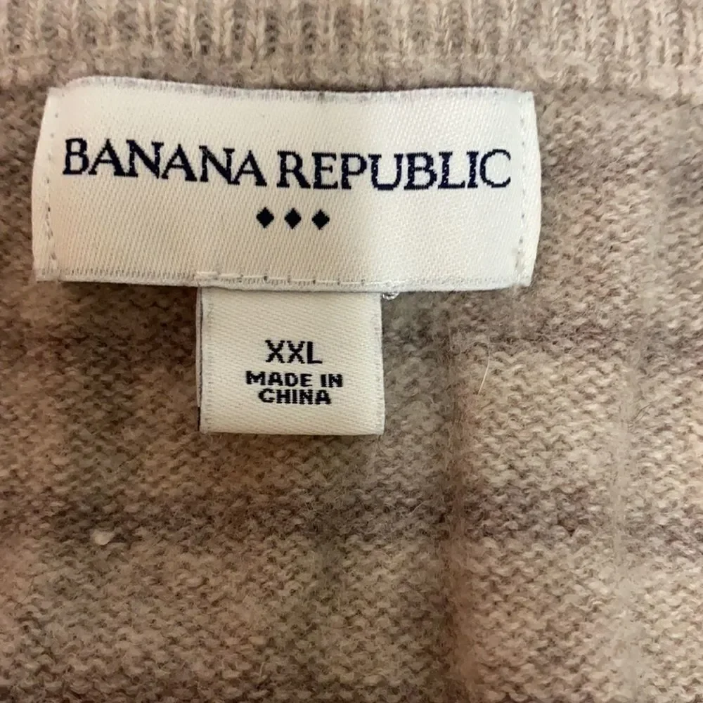 Banana Republic sweater Half Zip 100% Lamb's wool  Beige XXL C14‎